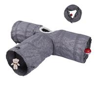 Cat Tunnel, Cat Tunnel, Three Openings Play Tunnel for Cats, with Hanging Balls and Plush, Resistant to Scratches and Tears, Suitable for Large Cats, Kittens, Puppies,