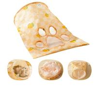 Cat Tunnel, Cat Tunnels for Indoor Cats Small, Cat Play Tunnel with Three Hanging Balls and Hanging Mouse, Breathable Material With a Peephole, Suitable for Indoor Cats, Puppies, Rabbits, Yellow