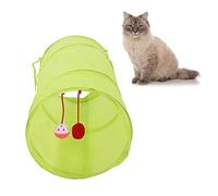 Cat Tunnel, Cats Toys Foldable Straight Tunnel Tube with Balls Cat Tunnels for Indoor Cats Rabbit Tunnel Toys Diameter 9.8 Inch (Fluorescent Green)