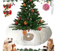 Cat Tunnel Christmas Tree, Christmas Tree Tunnel Cats, Round Cat Tunnel Under Christmas Tree, Multifunctional Soft Foldable Christmas Cat Tunnel Tree Skirt for Indoor (White Plush, One Size)