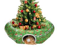 Cat Tunnel Christmas Tree Skirt Bed, Green Monster Christmas Decoration for Indoor Festive Felines Small Animals