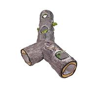 Cat Tunnel Collapsible Washable Lifelike Wood Grain Interactive Pet Tube Toy for Indoor Cats Rabbits and Small Dogs