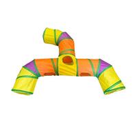 Cat Tunnel - Foldable 130x110x25 Cm Polyester Play Tube, Three-Way Interactive Maze, Crinkle Rainbow Hideaway, Peek Hole Adventure House, Soft Steel Wire Frame | Fun Stress Relief Toy for Kittens