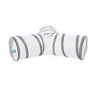 Cat Tunnel, Foldable, 3-Way Design for Pets (White) | Interactive toy, Made of durable polyester, Flexible for easy storage, Suitable for multiple small animals