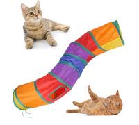 Cat Tunnel - Foldable, Durable Polyester & Interactive Play Toy | Rainbow CatTunnel, Cat Playhouse, Indoor & Outdoor Maze Tunnel, Fun Pet Toy for Kittens & Cats, 123x25cm