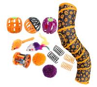 Cat Tunnel Foldable - Halloween Pet Cat Toy Set Tunnel Foldable | Pumpkin Cats Channel Set, Cats Teaser Stick, Reduce Indoor Pet Boredom All-Season Play Furniture For Balcony, Bedroom, Living Room