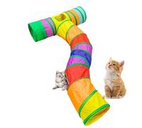 Cat Tunnel - Foldable Interactive House with Hanging Ball, Colorful Fabric and Play Peephole | Indoor Tunnel for Kitten, Puppy, Rabbit, Small Breeds, Soft Pet Shelter