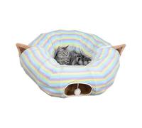 Cat Tunnel - Foldable Large, 60x20cm Interactive Toy Bed with Colorful Stripes, Play Tube for Kittens Cats, Birthday Christmas Party Gift for Small Animals, Indoor Outdoor Chasing and Seek Fun