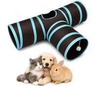 Cat Tunnel for Indoor Cats - 3-Way Collapsible Cat Tunnels with Hanging Ball & Peep Hole, Crinkle Pop-Up Play Tube Toy for Cats, Kittens, Puppies & Rabbits