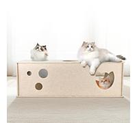 Cat Tunnel for Indoor Cats, DIY Transformable Cat Hideaway Cave, Felt Kitten Play Tubes and Tunnels, Felt Peekaboo Cat Toy with Interactive Peek Holes (Beige, Straight Tunnel)