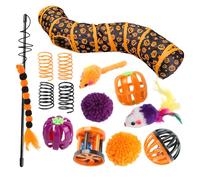 Cat Tunnel, Halloween Cat Toy Set, Variety of Interactive Cat Tunnel Toy Sets Can be Folded for Long Term Use, Halloween Cat Toys for Balcony Bedroom Living Room (14Pcs, L)