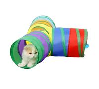 Cat Tunnel Large 3 Way Folding Tube - Foldable Cat Crawling Tunnel with See Hole, Interactive Pet Playhouse, Multi-Entrance Cave Toy | Cat Tunnel for Indoor Athletic Activities Stimulating Kitten