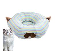 Cat Tunnel - Large Interactive Foldable Cat Play Houses Colorful Stripe Cat Play Houses Cat Play House Foldable Activity Tunnel for Small Animals Halloween Party No