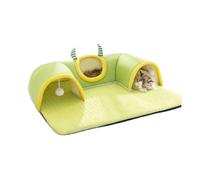 cat tunnel outdoor, Cat Tent with Tunnel, Summer Cooling Ice-Silk 2-in-1 Play & Sleep Cat Cave Bed, Breathable Washable Interactive Toy for Indoor Cats, Outdoor-Ready, Dog Tube, Pet Hideaway for Dogs