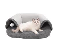 Cat Tunnel - Plush Donut, Colander for Indoor Pets | Soft Round Folding Mat Frame, White Ball for Relaxing Comfort Fel