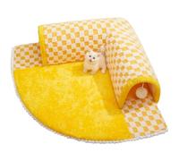 Cat Tunnel - Promise yourself cosy 2 in one cat with tunnel and two white balls, interactive pet cave, non-slippery floor for cats and kittens, yellow