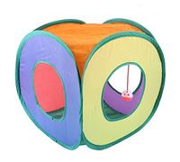 Grust Cat Tunnel Square, Foldable Cat Cube, Foldable Cat Tent, Funny Indoor Cat House, Hide Den for Cats, Kittens, Small Dogs, Training Play, Rainbow