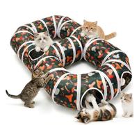 Cat Tunnel Toy 2 in 1 Foldable Cat Bed Pop Up Collapsible Cat Tube with Peek Holes Pompoms Interactive Play Tunnel for Indoor Cats Kittens Small Dogs Rabbits Washable Portable Pet Supplies