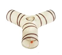 Cat Tunnel Toy - 25.59 Inch Pet Play Tunnel | Foldable Y-Shaped Polyester Indoor with Peek Hole Ball, Interactive Nest for Cats, Kittens, Rabbits, Puppies, Ferrets, Beige