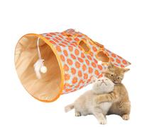 Cat Tunnel Toy, Cat Tunnel Bags with 1 Little Mouse & 3 Ball Crinkle Sack Bag for Cats, Portable Training Cave Collapsible Interactive Cats Drill Bag Pet Self Interactive Toys(Orange)