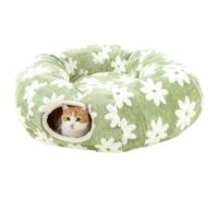 Cat Tunnel,Washable Soft Plush Cave with Ball - Flower Design Interactive Cat Tubes and Tunnels - for Crawling Entertainment Teething Indoor Outside Kitten Bunny Puppy