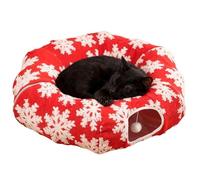 Cat Tunnel with Bed Christmas - Cat Donut Bed,Washable Kitten Tunnel Cushion | for Balcony Enrichment Exercise Winter Home Bedroom Living Room Sleeping