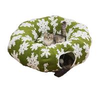 Cat Tunnel with Bed for Christmas, Soft Plush Tunnel for Playing, Training and Sleeping Kittens, Cosy Pet Hideaway for Home, Bedroom, Living Room, Balcony and Win