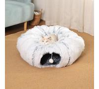 Cat Tunnel with Cat Bed for Indoor Cats, Soft Plush Peekaboo Cat Cave Donut Tunnel, Multifunctional Playground Toys Hideplace for Small Medium Large Kittens, Rabbit, Ferret