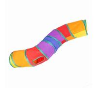 Cat Tunnel with Colourful Design, 48.5 Inch S-Shape Collapsible Play Tunnel for Cats & Small Pets, Durable Foldable Toy with Steel Frame, Easy Clean Interactive Toy for Indoor Cats