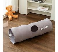 Cat Tunnel with Play Ball, Rabbit Tunnel, Foldable Cat Activity Centre, for Indoor Cats, Durable Cat Tunnel for Indoor Cats and Rabbits, Rustling Tunnel for Cats (Grey)