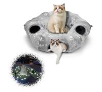 Cat Tunnels Bed for Indoor Cats-Donut Tubes Adjustable Shape, Washable Circle Cushion,Pet Play Balls and Holes, Self-Luminous Cat Toys