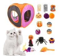 Cat Tunnels -Cat Bell Fuzzy Ball | Cats Donut Tunnel | Kitten Toys for Chewing Playing |Halloween pet Tube Shaft Wand Ball SpringFuzzy kit MiceToys |Folding Square Channel Kitten Starter Kit for Pets