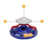 Cat Turntable Leakage Circle Tracking Puzzle Food Dispensing for Indoor Kittens Cat Turntable Leakage (Dark Blue)
