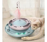 Cat Turntable Roller Ball Toy with Detachable Design - Built-in Toy Balls for Added Fun - Perfect for Keeping Cats Active Inside the House (Purple Blue)