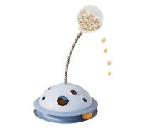 Cat Turntable Toy - Interactive Slow Feeder and Self Play Ball | Food Distribution Puzzle Toy with Spring Rod | Stimulates Natural Hunting Instincts (34x21cm, pp/Steel Construction, 220g)