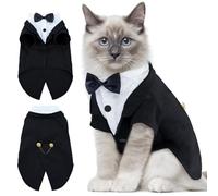 Cat Tuxedo Outfit Formal Costume Suit with Bow Tie Party Wedding Cosplay Apparel Fancy Clothes Attire Onesie Photo Shoot for Sphynx Teddy Poodle (Black,XX-Large)