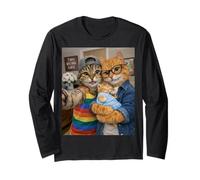 Cat Two Moms Life Selfie Mother's Day Ally Queer Mom Pride Long Sleeve T-Shirt