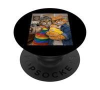 Cat Two Moms Life Selfie Mother's Day Queer Mom Pride PopSockets Adhesive PopGrip