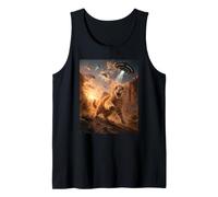 Cat UFO Alien Photograph Desert Abduction Sci Fi Kitty Humor Tank Top