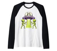 Cat UFO Alien Space Science Fiction Funny Graphic Raglan Baseball Tee