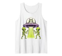 Cat UFO Alien Space Science Fiction Funny Graphic Tank Top
