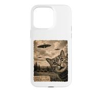 Cat UFO Field Report Funny Vintage Strange Sighting Case for iPhone 15 Pro Max