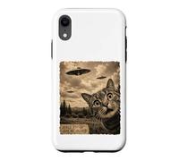 Cat UFO Field Report Funny Vintage Strange Sighting Case for iPhone XR