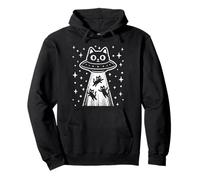 Cat UFO Funny Cute Kitty Spaceship Alien Space Cat Lover Pullover Hoodie