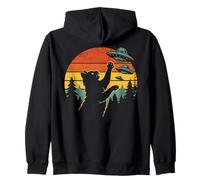 Cat UFO Hoodie Invasion Alien Spaceship Vintage Zip Hoodie
