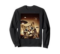 Cat UFO Selfie Close-Up Alien Fun Sweatshirt
