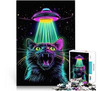 Cat & UFO1000 Piece Puzzle For Adults Challenging To Complete But Fun And Humorous Fun at Home Activities, Birthday Present,Travel Gifts, 38x26cm