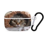 Cat Under Blanket AirPods Pro 2 Case Cover, Shockproof Hard Shell Protective Case for Women Men, Compatible with Airpod Pro Case 2nd/1st Generation with Keychain-White