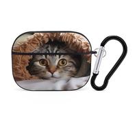Cat Under Blanket AirPods Pro 2 Case Cover, Shockproof Hard Shell Protective Case for Women Men, Compatible with Airpod Pro Case 2nd/1st Generation with Keychain-Black