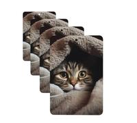 Cat Under Blanket Car Air Fresheners Cards 4 Pcs Hanging Fragrance Scented Cards Long-Lasting Car Aromatherapy Tablets for Wardrobe Bathroom Car Interior Mirror Pendant Gifts